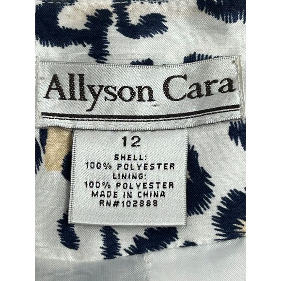 Allyson Cara Animal Print 90s Blazer Jacket Sze 12 White Cream Leopard Print 80s - Picture 8 of 10